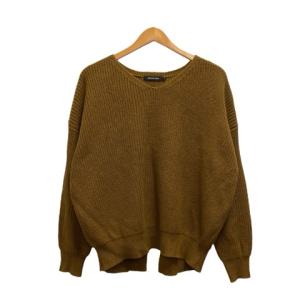 アメリカンホリック AMERICAN HOLIC ニット セーター 長袖 Vネック 無地 コットン混 M 茶 ブラウン 黄土色 レディース