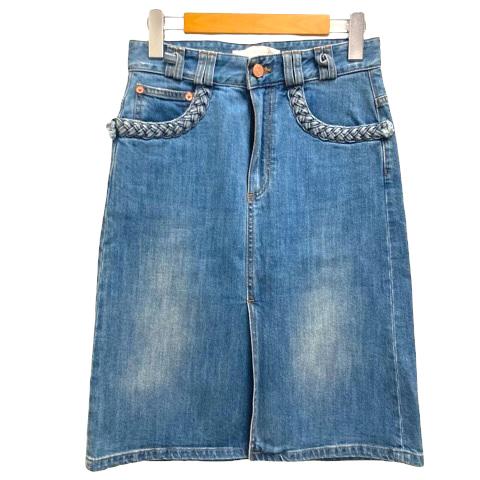 シーバイクロエ SEE BY CHLOE スカート デニムスカート フロントスリット 編み込み 膝丈...