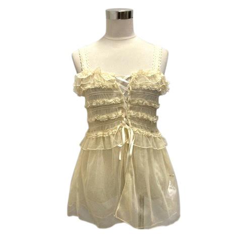 アクシーズファム axes femme キャミソール ギャザー チュール レース リボン M 白 ア...