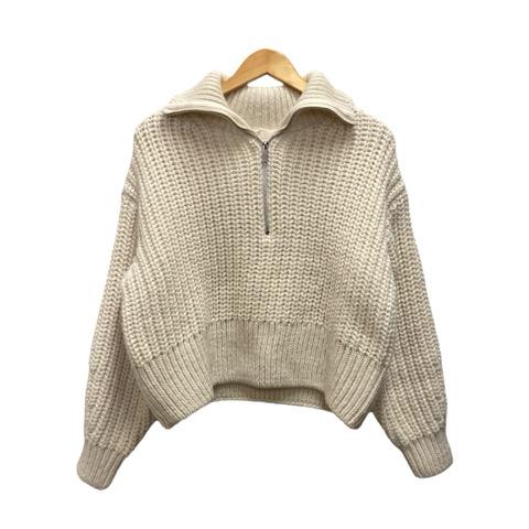 エイチ&amp;エム H&amp;M ニット プルオーバー ハーフジップ ハイネック ローゲージ 長袖 XL 白 ホ...