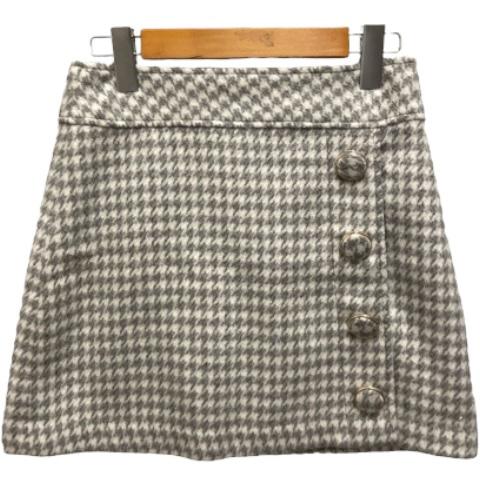 セシルマクビー CECIL McBEE ミニスカート ハイウエスト 千鳥格子 S グレー  レディー...