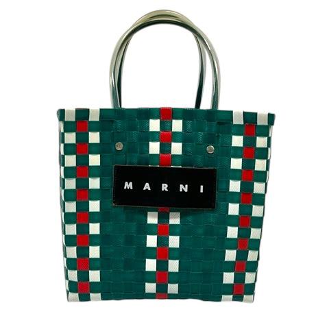 マルニ MARNI バスケット カゴバッグ ハンドバッグ ロゴ 緑 グリーン 赤 レッド 白 ホワイ...