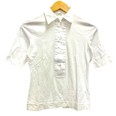 アニオナ AGNONA ポロシャツ ストレッチ 五分袖 薄手 無地 38 白 ホワイト レディース