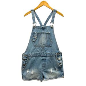 ザラ ZARA キッズ KIDS サロペット オーバーオール デニム コットン 無地 ショート丈 13-14 青 ライトブルー キッズ