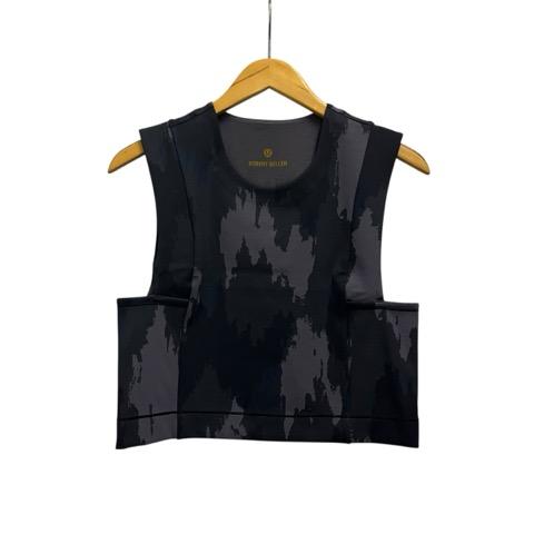 ルルレモン lululemon タンクトップ ノースリーブ クルーネック 総柄 XS グレー レディ...