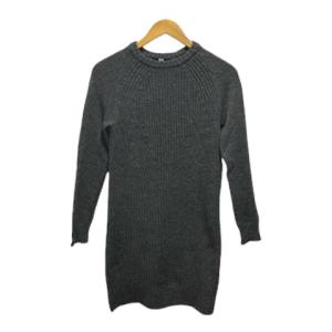ユニクロ UNIQLO 長袖 ニット ウール混 無地 S グレー レディース