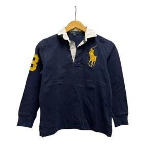 ポロ バイ ラルフローレン Polo by Ralph Lauren ポロシャツ 長袖 ロゴ刺繍 コットン 140 紺 ネイビー 黄 イエロー キッズ