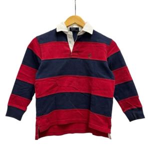 ポロ バイ ラルフローレン Polo by Ralph Lauren ポロシャツ 長袖 ボーダー 130 紺 ネイビー 赤 レッド キッズ