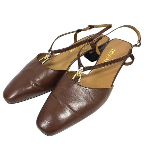 トラサルディ TRUSSARDI パンプス バックストラップ スクエアトゥ チャンキーヒール 24 ...