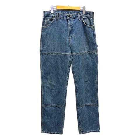 ディッキーズ Dickies ダブルニー デニム ジーンズ コットン ウォッシュ加工 34 青 イン...