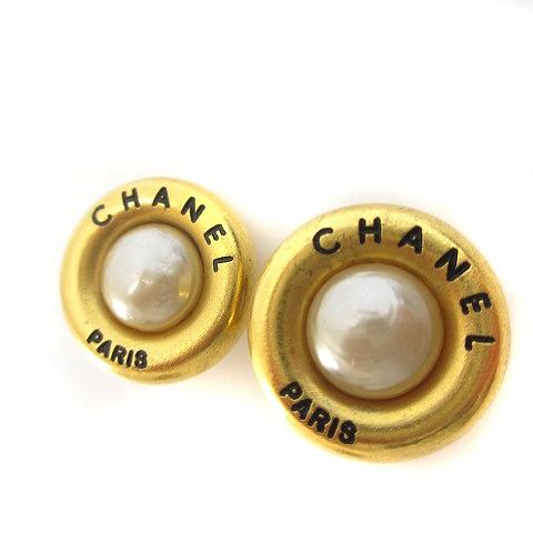 シャネル CHANEL 94P パール イヤリング ラウンド ゴールドカラー アクセサリー ■WY ...