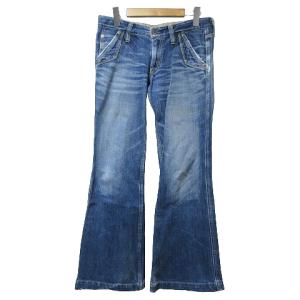 リーバイス Levi's クラシック デニムパンツ ジーンズ 907 フラップボタン シンチバック ダメージ加工 ブーツカット 30 青 ブルー ■GY01