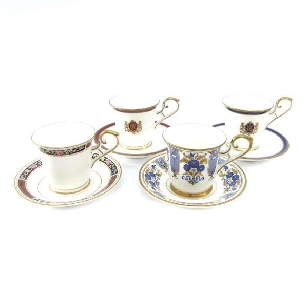 MOMOYAMA デミタスカップ ボーンチャイナ カップ&amp;ソーサー コーヒー 4客 花柄 金彩 食器...