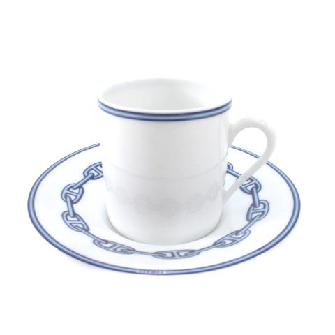 エルメス HERMES シェーヌダンクル デミタスカップ＆ソーサー  90ml 陶器 食器 白 ホワ...