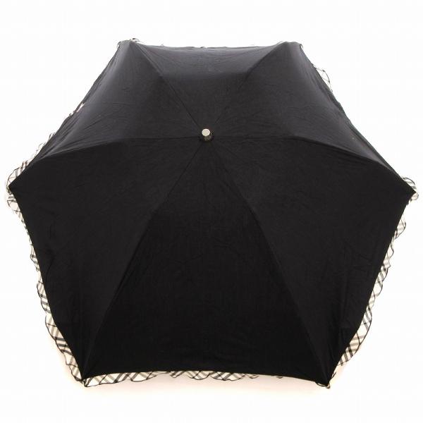 バーバリー BURBERRY 折りたたみ傘 日傘 刺繍 ノバチェックレース パラソル 黒 ブラック ...