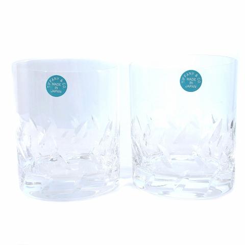 ティファニー TIFFANY &amp; CO. 未使用 ロックグラス グラス 食器 リーフ柄 ペア 2客 ...