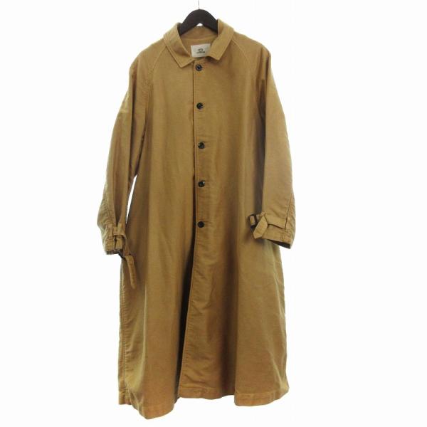 ウティ OUTIL MANTEAU UZES モールスキン ステンカラーコート 長袖 コットン オレ...