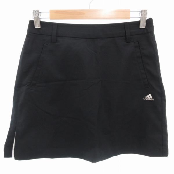 アディダス adidas ゴルフウエア キュロットスカート ミニ ロゴ XS 黒 ブラック 白 ホワ...