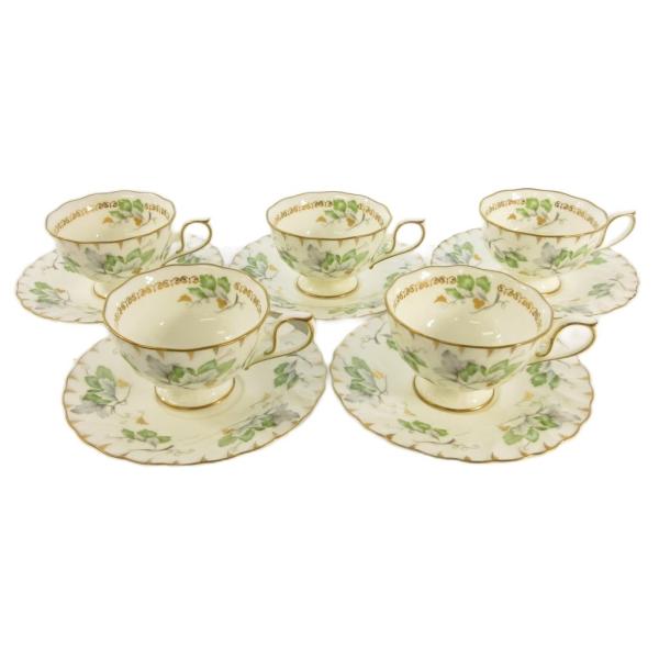 ホヤ HOYA グリーンリーフ GREEN LEAF カップ＆ソーサー リーフ柄 金彩 ボーンチャイ...
