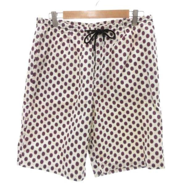 ハレ HARE ハーフパンツ ショーツ 総柄 イージー L 白 ホワイト 青 ブルー /JS メンズ