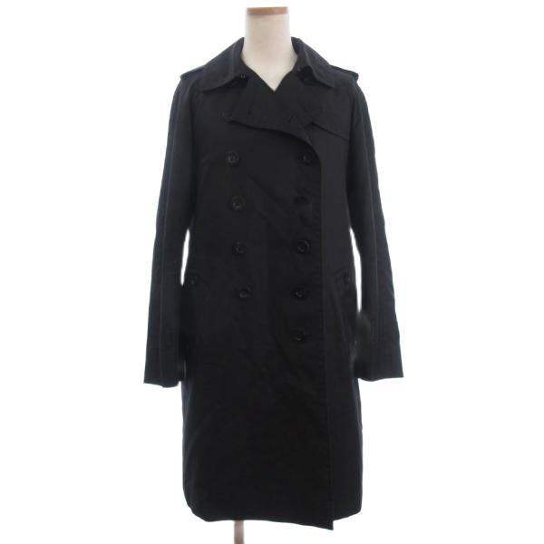 アクアスキュータム AQUASCUTUM トレンチコート ロング 黒 ブラック系 8 M相当 ■GY...