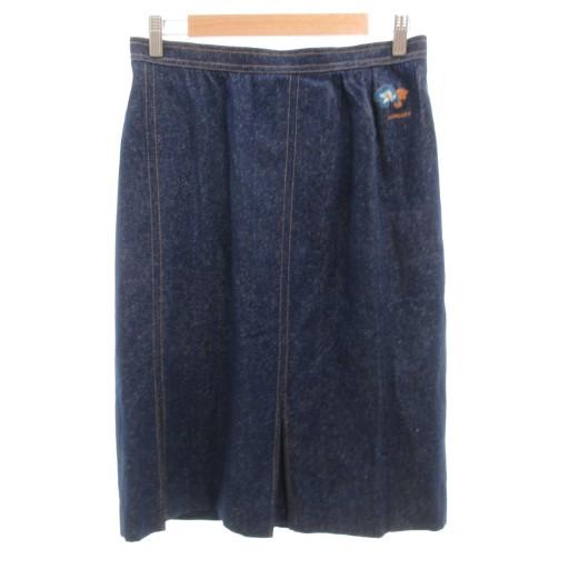 レオナール LEONARD スカート 絹 シルク インディゴブルー ひざ丈 デニム /JS ■ECT...