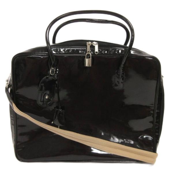 フォクシー FOXEY スクエア ボストンバッグ エナメル 2Way 黒 ブラック ■ECT レディ...