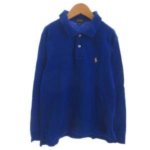 ポロ ラルフローレン POLO RALPH LAUREN ポロシャツ 長袖 ポニー刺繍 青 ブルー M 10-12 150/76 ■ECT キッズ