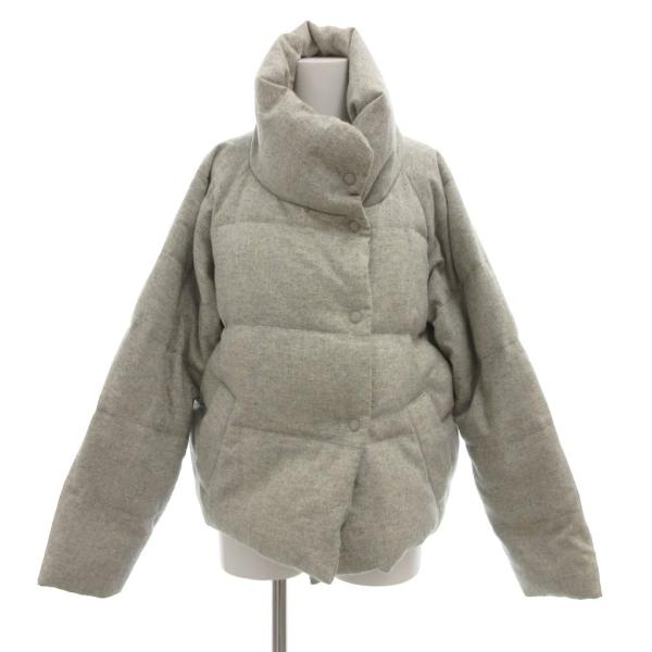 ギャップ GAP ダウンジャケット ツイード スタンドカラー M グレー /JS ■FF レディース