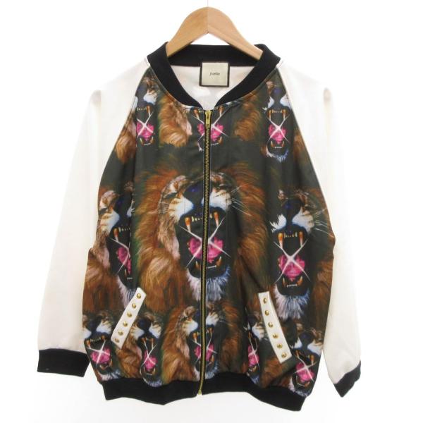 ジュエティ jouetie ボンバージャケット ブルゾン 転写プリント M 白 ホワイト 黒 ブラッ...