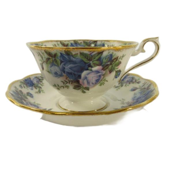 ロイヤルアルバート ROYAL ALBERT カップ＆ソーサー 茶器 食器 金彩 バラ 花柄 青 ブ...