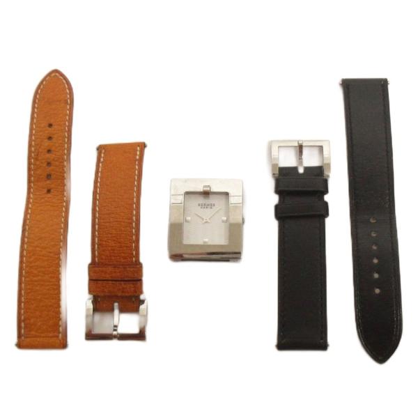 エルメス HERMES 腕時計 クォーツ スクエア 2針 BE1 210 ベルトウォッチ ブラック ...