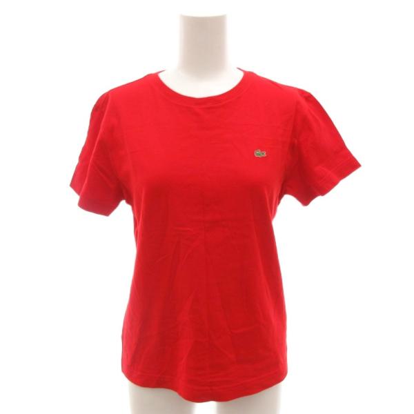 ラコステ LACOSTE Tシャツ 42 赤 レッド 半袖 ラウンドネック ロゴ刺繍 /FF ■EC...