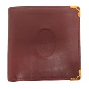 カルティエ Cartier マストライン 二つ折り財布 レザー ボルドー系 ■GY47 メンズ レディース