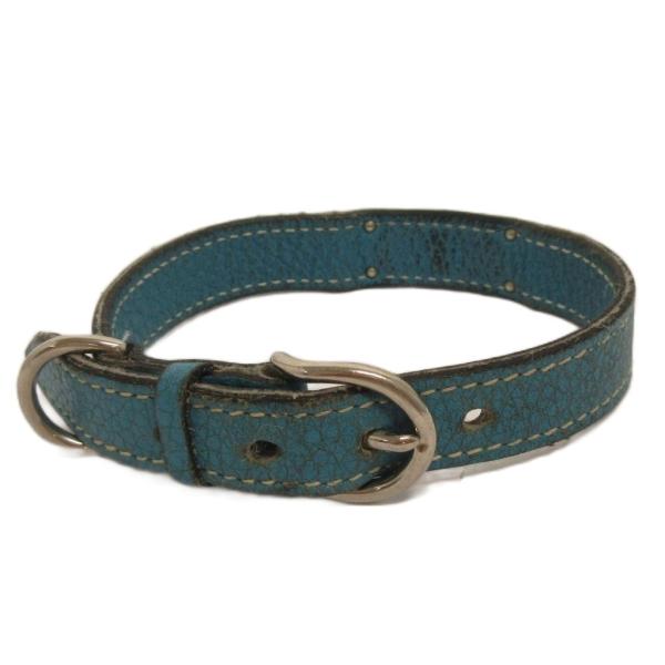 エルメス HERMES ドッグカラー 犬用 首輪 レザー □K刻印 シルバー金具 ブルー系 ペット ...