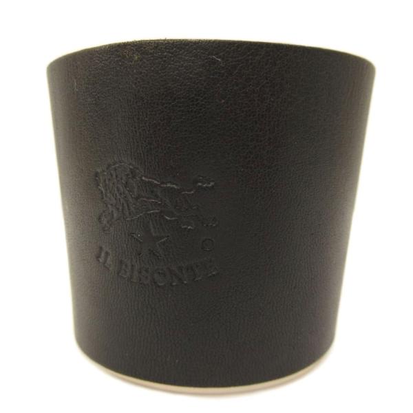 イルビゾンテ IL BISONTE レザーカップスリーブ ドリンク レザー 黒 ブラック ■GY99
