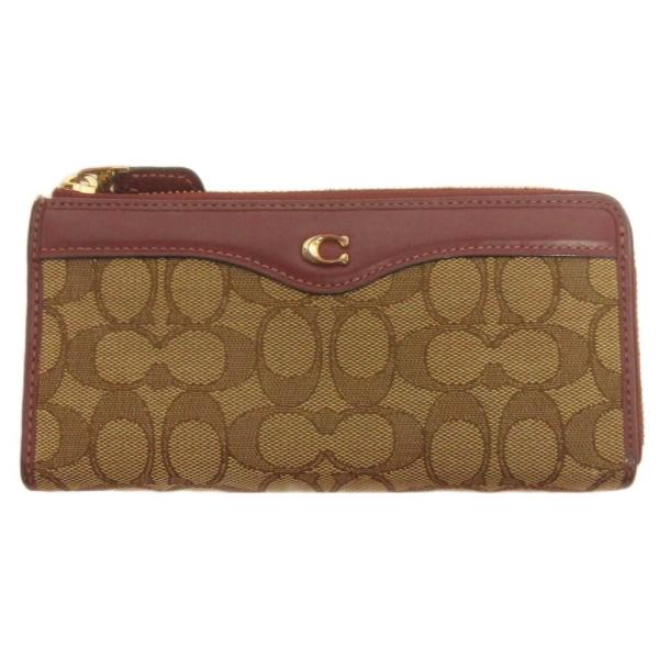 コーチ COACH シグネチャー L字ファスナー 長財布 F34790 カーキ ワイン ■GY99 ...