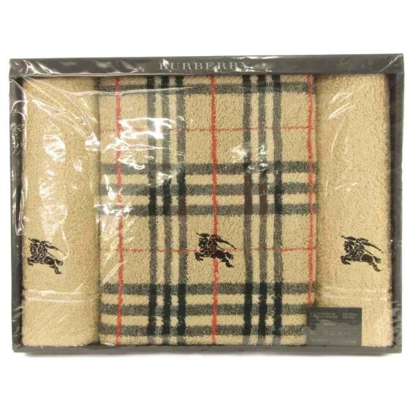 バーバリー BURBERRY 西川産業 タオルセット バスタオル×1 フェイスタオル×2 ノバチェッ...