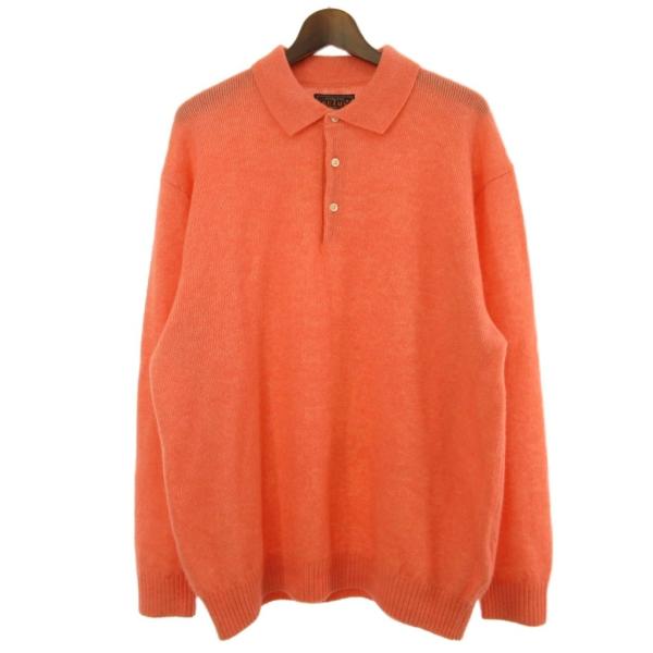 ビームスプラス BEAMS+ ポロシャツ 長袖 ニット シルク混 サーモンピンク XL メンズ