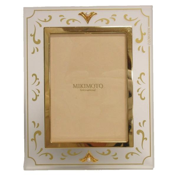 ミキモト MIKIMOTO フォトフレーム 写真立て パール アラベスク クリア ゴールドカラー ■...
