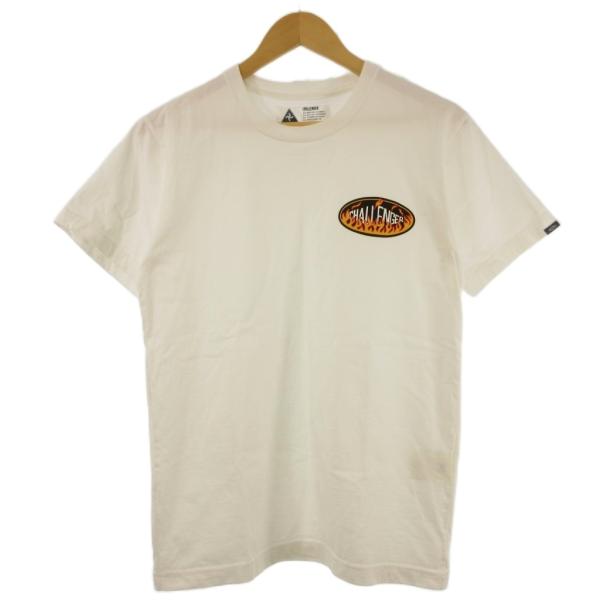 チャレンジャー CHALLENGER 美品 Tシャツ 半袖 クルーネック プリント ファイヤーパター...