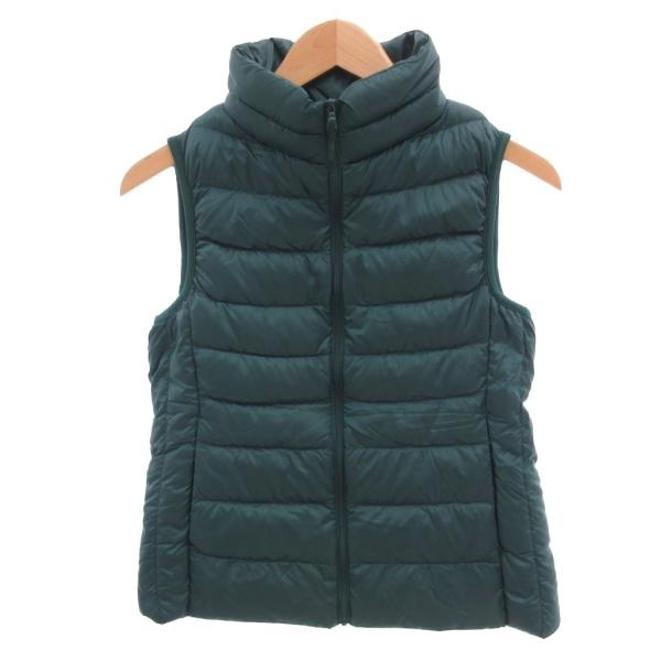 ユニクロ UNIQLO 美品 ダウンベスト スタンドカラー キルティング 9 緑 グリーン /SJ ...