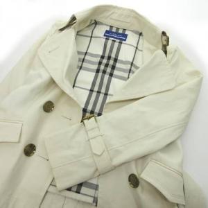 【中古】バーバリーブルーレーベル BURBERRY BLUE LABEL ショート トレンチコート ジャケット ノバチェック裏地 金ボタン 白 36 1208 STK ■FS【ベクトル 古着】