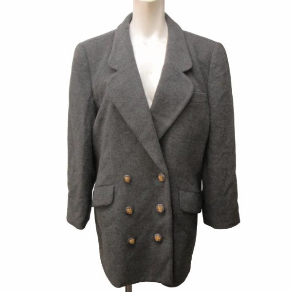 レリアン Leilian ヴィンテージ テーラードジャケット コート カシミヤ ウール混 ダブル グ...