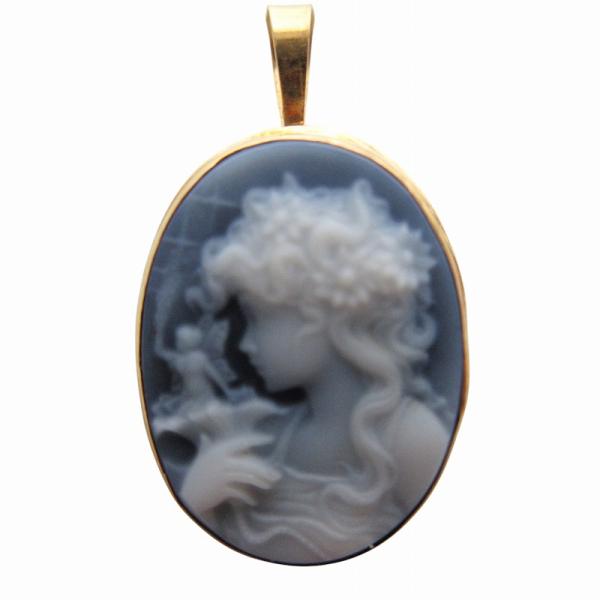 K18 ブルーカメオ ブローチ ペンダントトップ  青系 ブルー系 約3.2g レディース