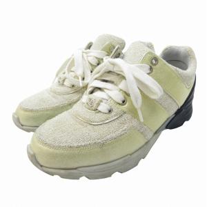 シャネル CHANEL ツイード スニーカー ココマーク金具 白 ホワイト 37 G31711 約24cm IBO69 0418 レディース