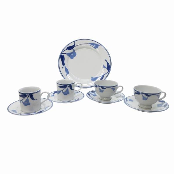 Ashford ブルーリリー カップ＆ソーサー 大皿 4点セット おまとめ 白 ホワイト × 青系 ...