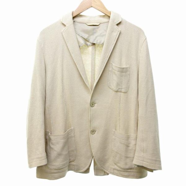 ラコステ LACOSTE ニット テーラードジャケット ブレザー 白 ホワイト ベージュ 50 約L