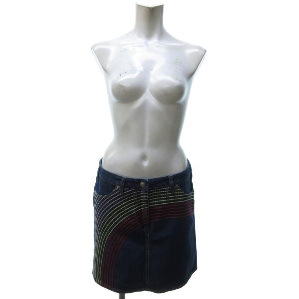 シーバイクロエ SEE BY CHLOE 美品 デニムスカート 台形スカート ひざ丈 Aライン 刺?...