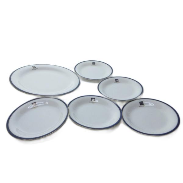 ジバンシィ GIVENCHY プレートセット 洋食器 大皿1枚 中皿5枚 ロゴ 白 ホワイト 紺 ネ...